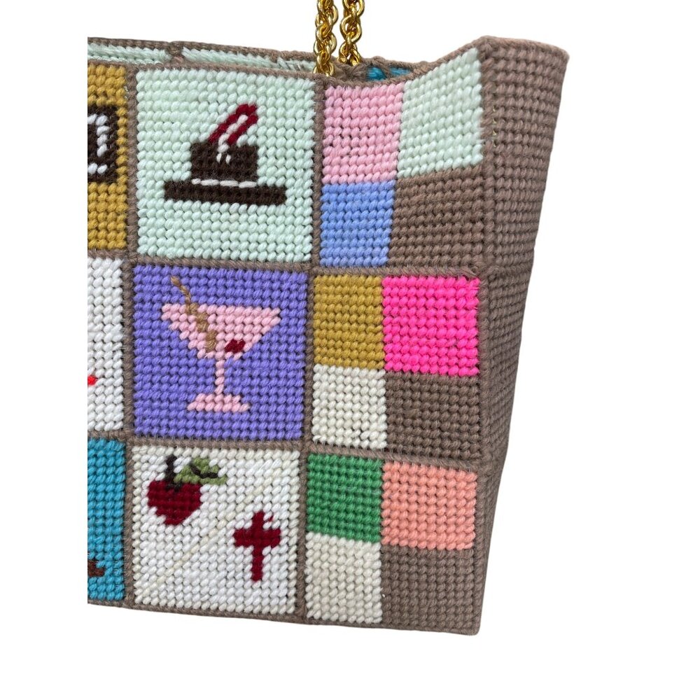 Handmade Vintage Needlepoint Patchwork Double Gol… - image 3